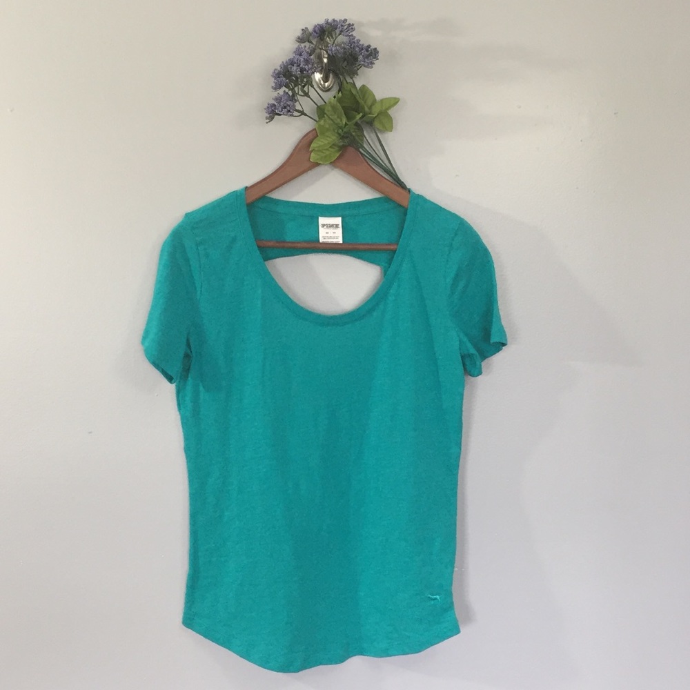 PINK Teal Cutout Tee XS
